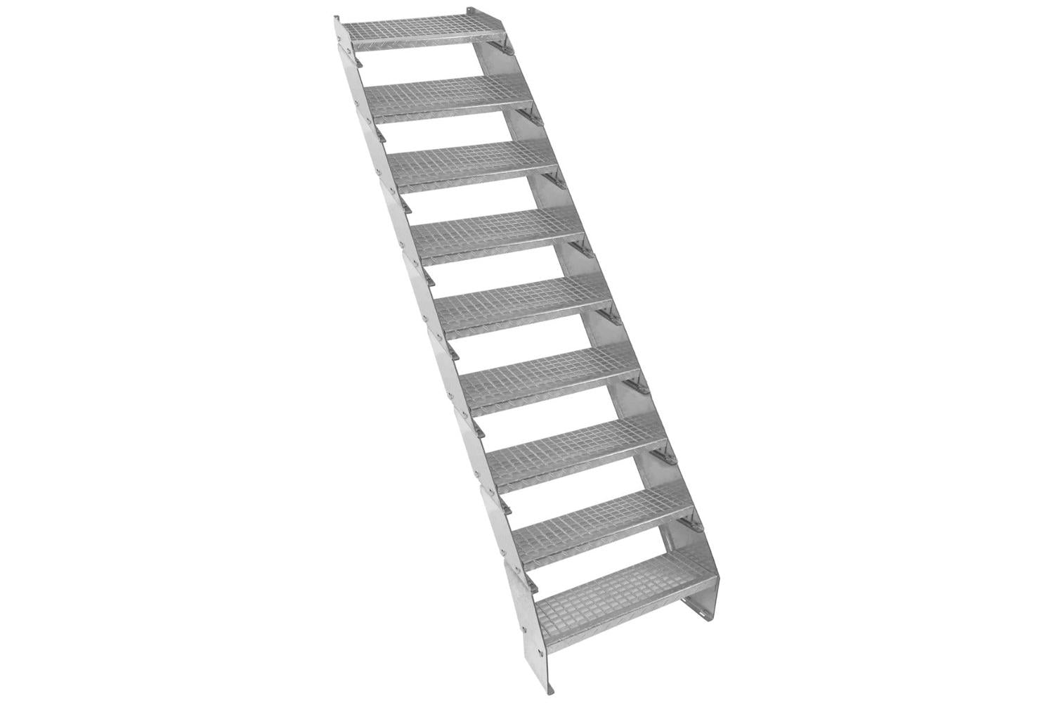 Monstershop Adjustable 9 Section Galvanised Staircase | Silver-2