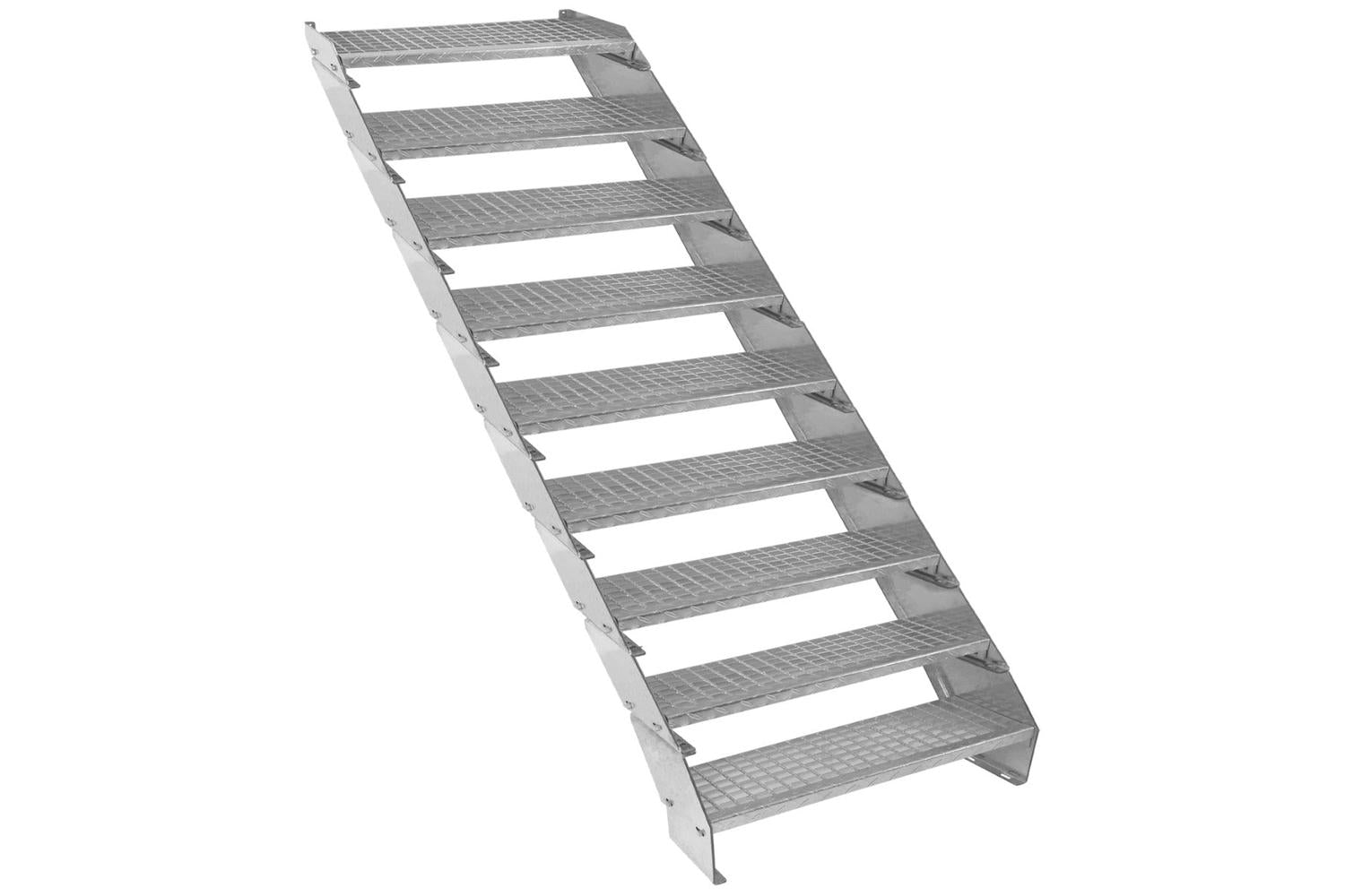 Monstershop Adjustable 9 Section Galvanised Staircase | Silver-2