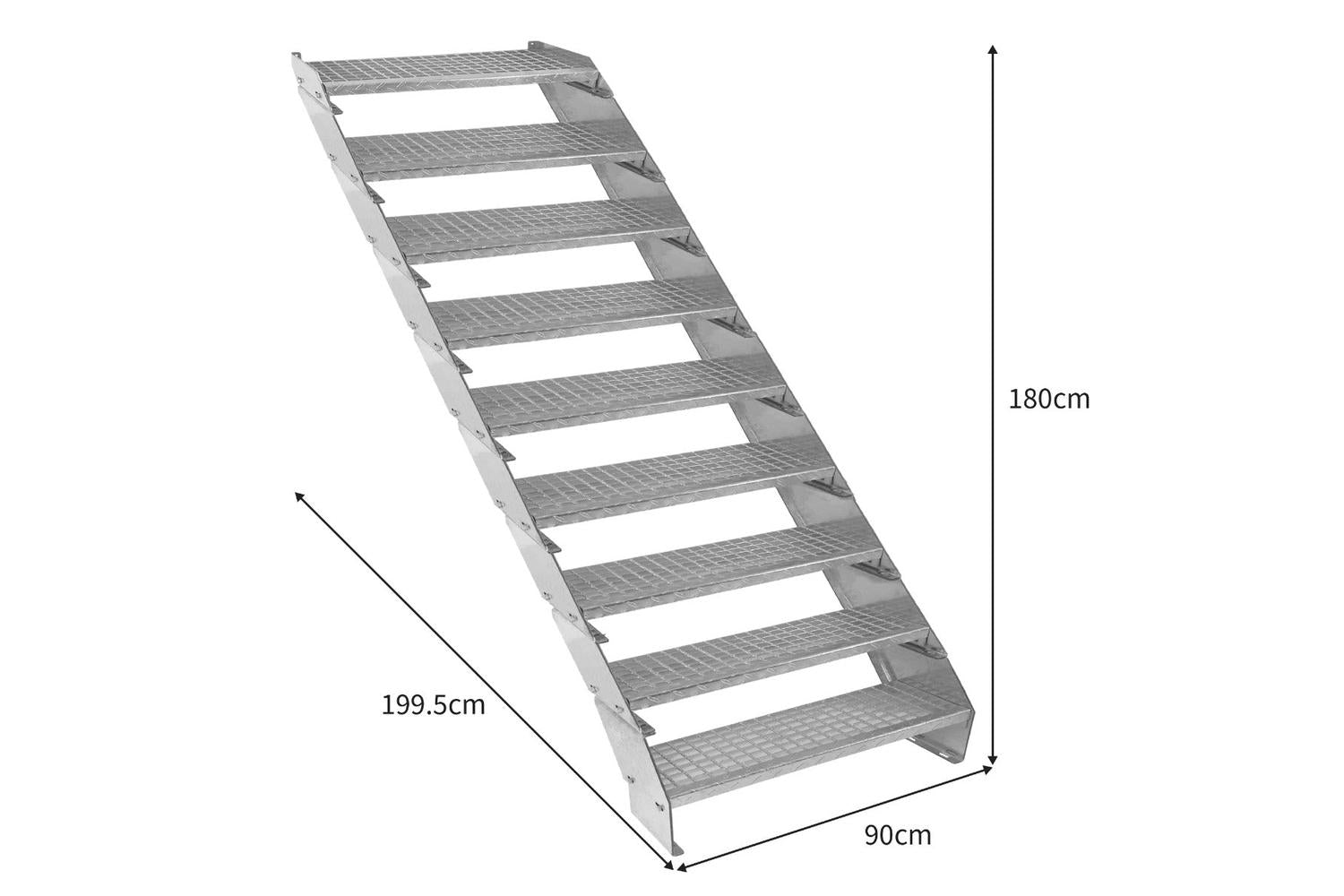 Monstershop Adjustable 9 Section Galvanised Staircase | Silver-6
