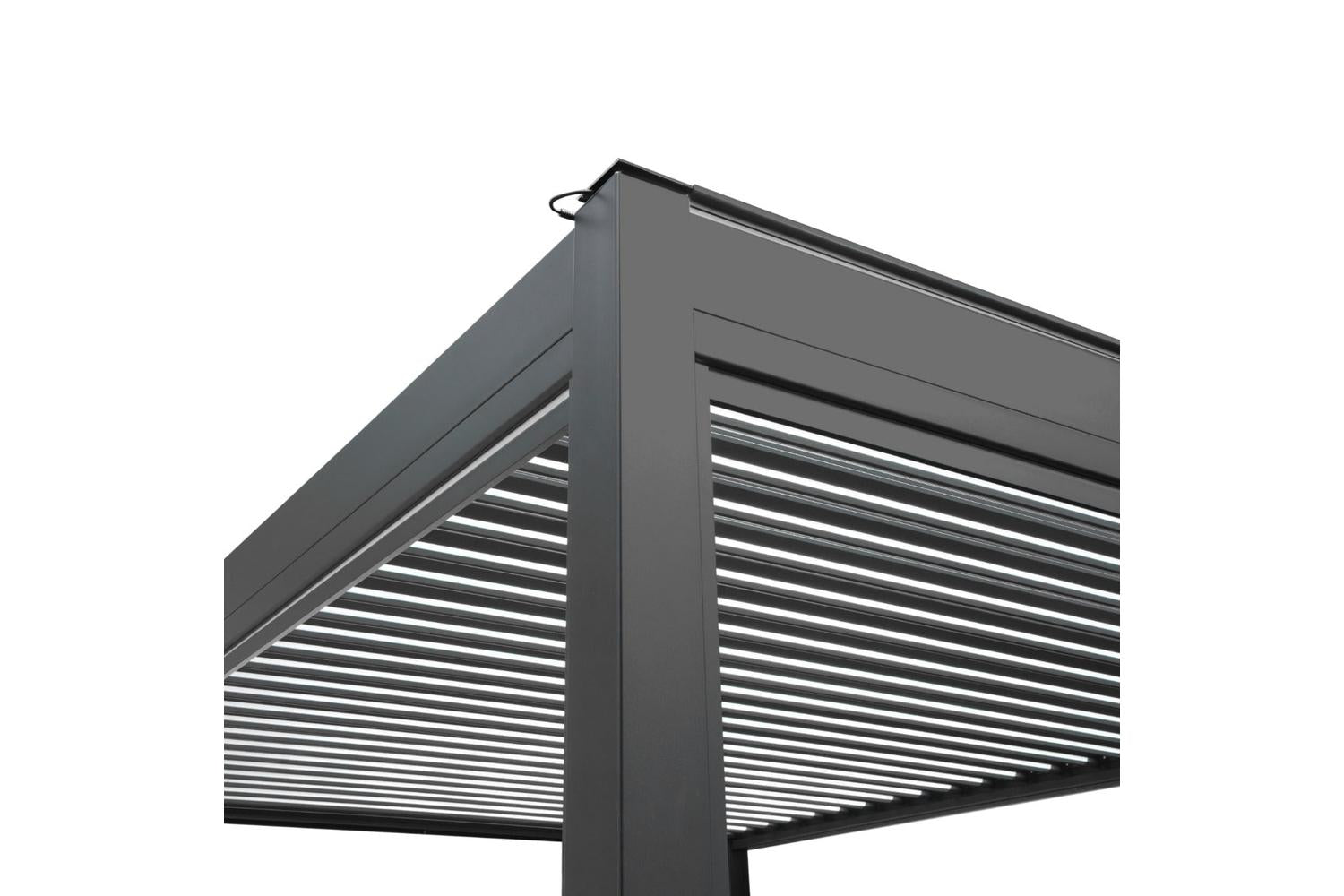 Monstershop 3m x 3m Aluminium Pergola with Blinds & LED Lights | Dark Grey-3