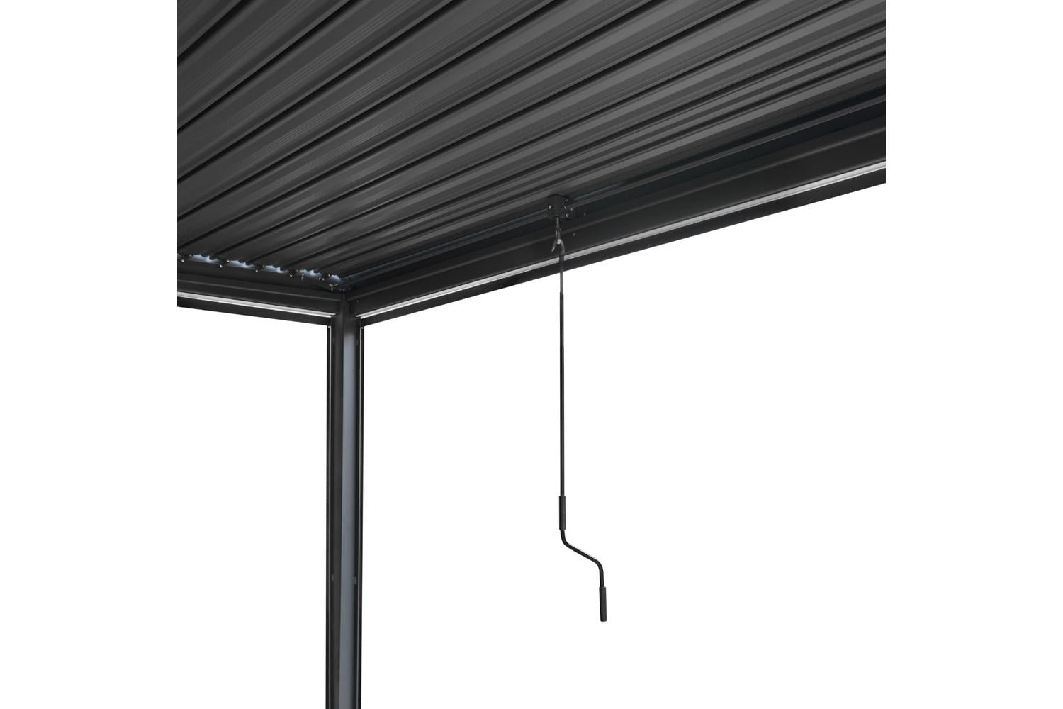 Monstershop 3m x 3m Aluminium Pergola with Blinds & LED Lights | Dark Grey-4