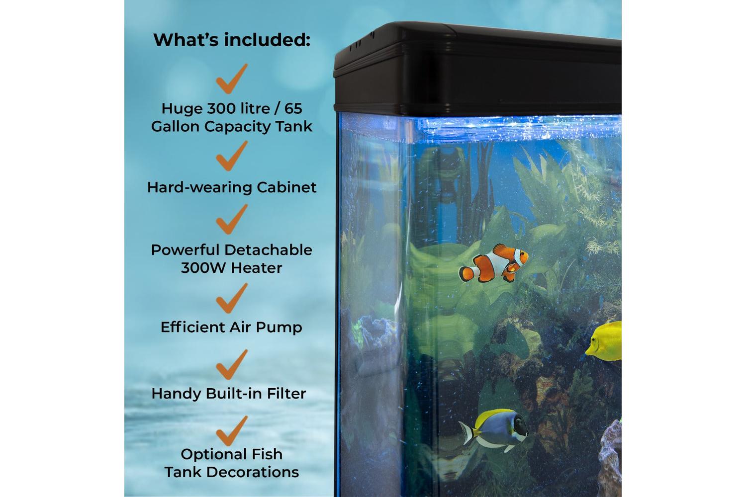 Monstershop Aquarium Fish Tank & Cabinet with Complete Starter Kit | Black-2