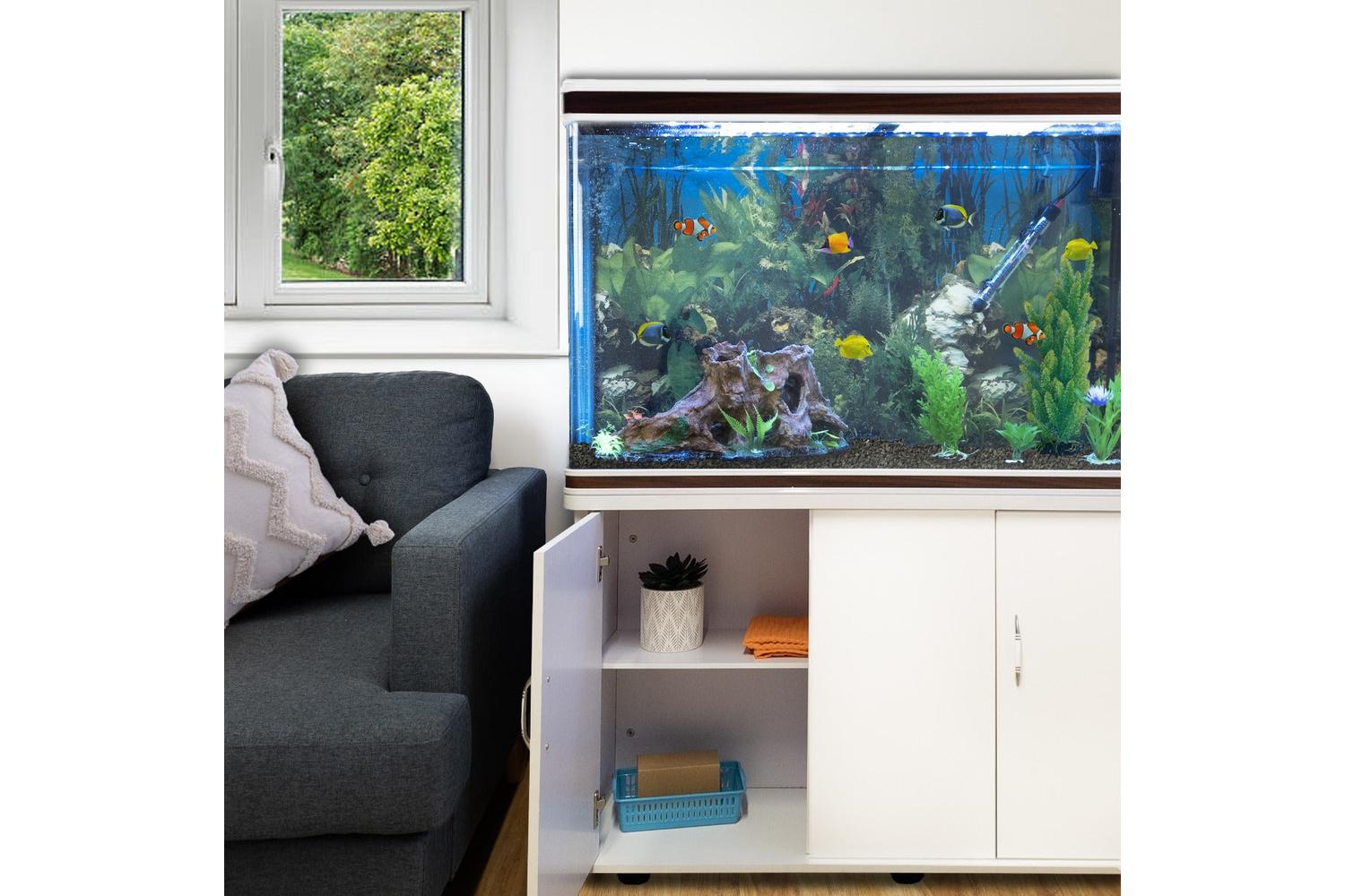 Monstershop Aquarium Fish Tank & Cabinet with Complete Starter Kit | White-3