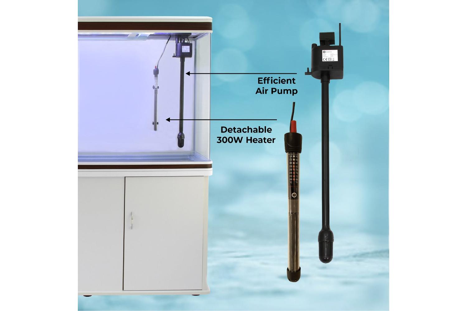 Monstershop Aquarium Fish Tank & Cabinet with Complete Starter Kit | White-5