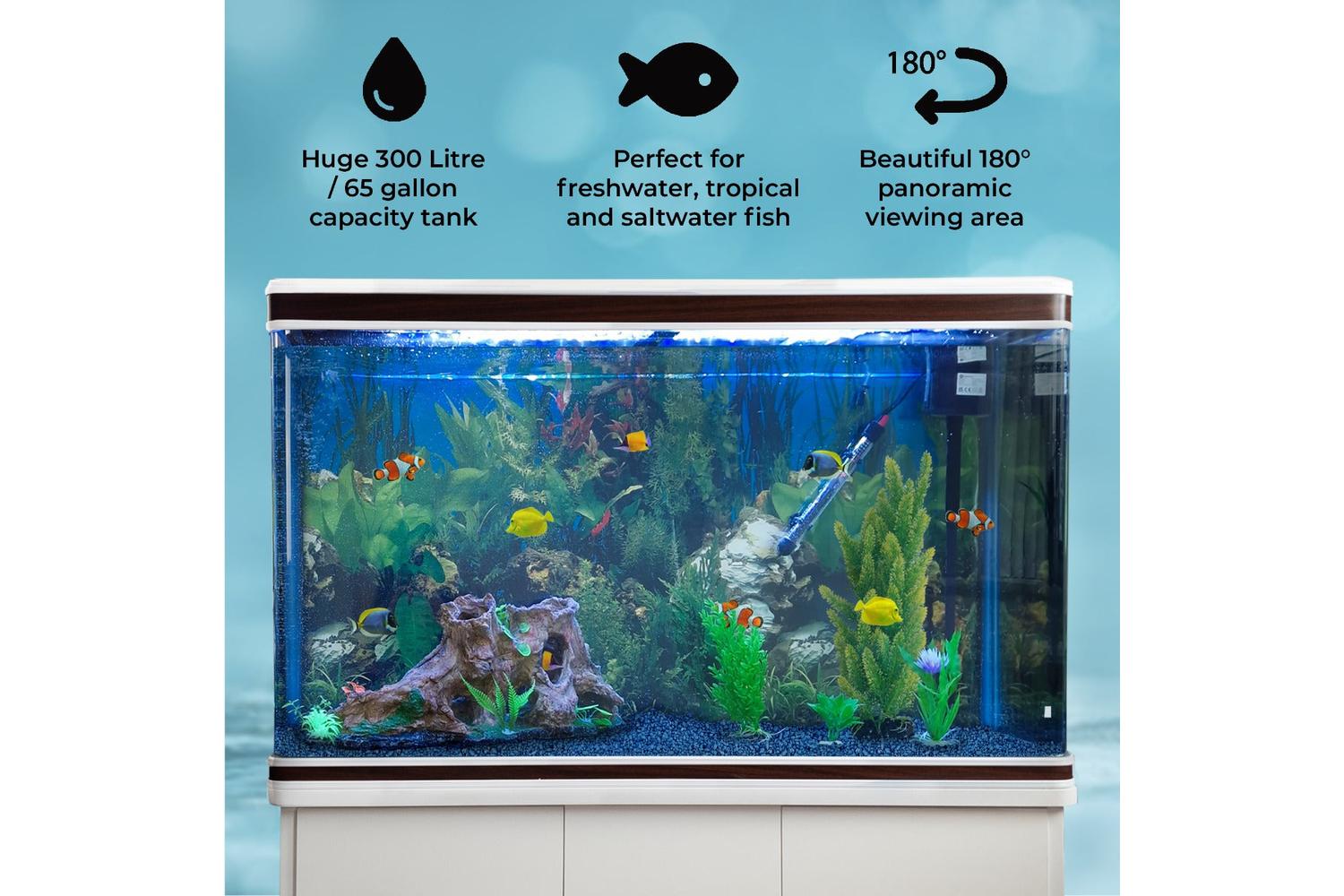 Monstershop Aquarium Fish Tank & Cabinet with Complete Starter Kit | White-3