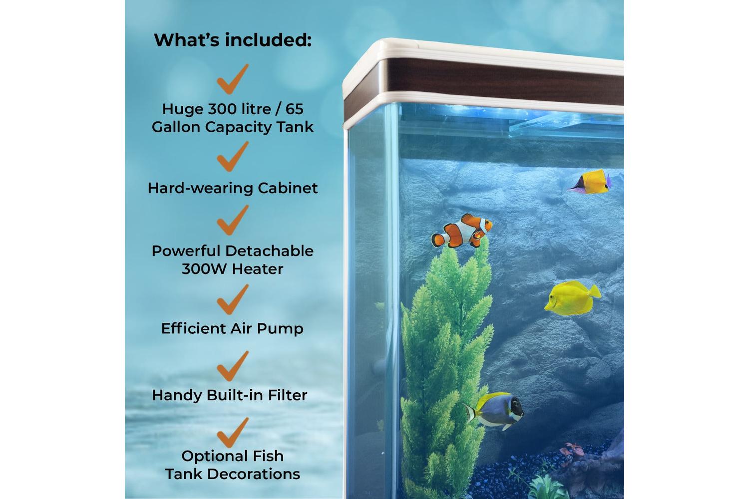 Monstershop Aquarium Fish Tank & Cabinet with Complete Starter Kit | White-4
