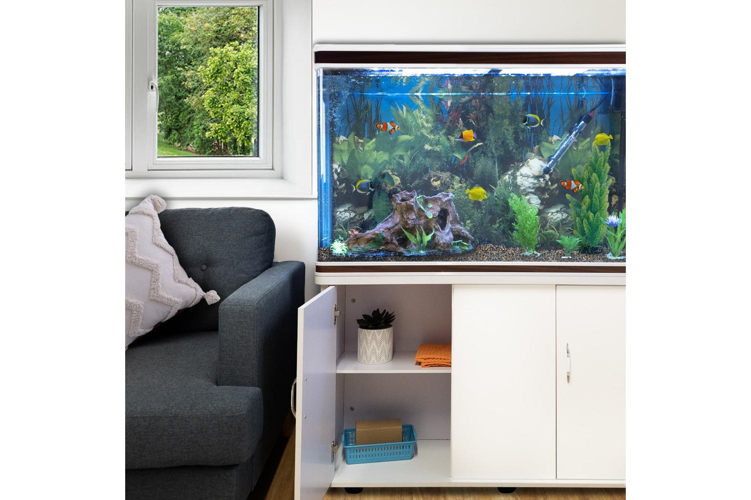 Monstershop Aquarium Fish Tank & Cabinet with Complete Starter Kit | White-5