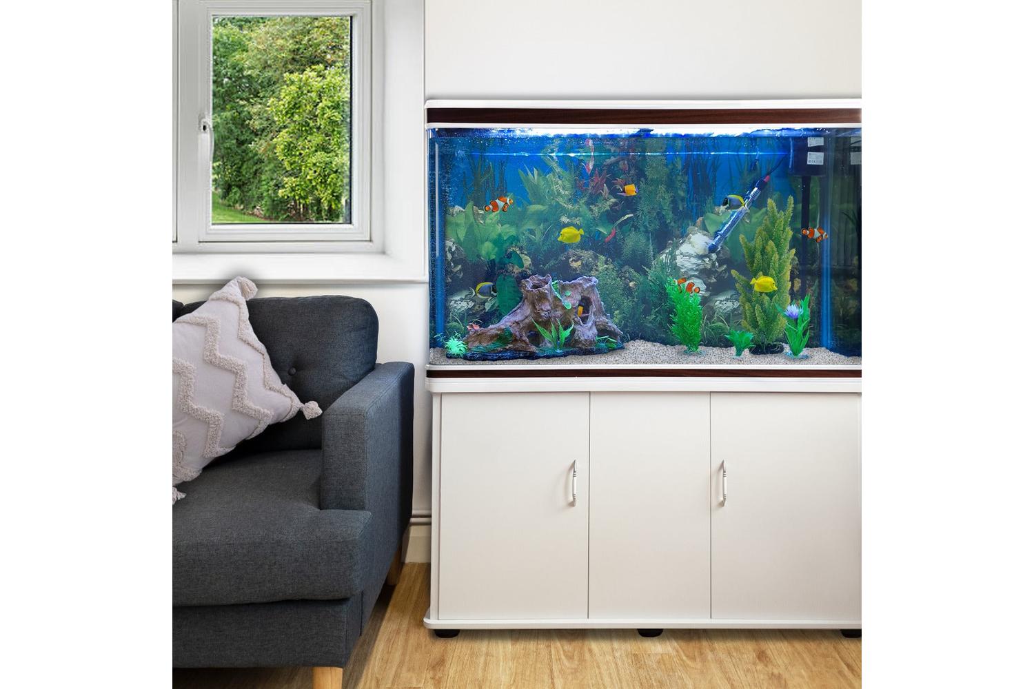 Monstershop Aquarium Fish Tank & Cabinet with Complete Starter Kit | White-2