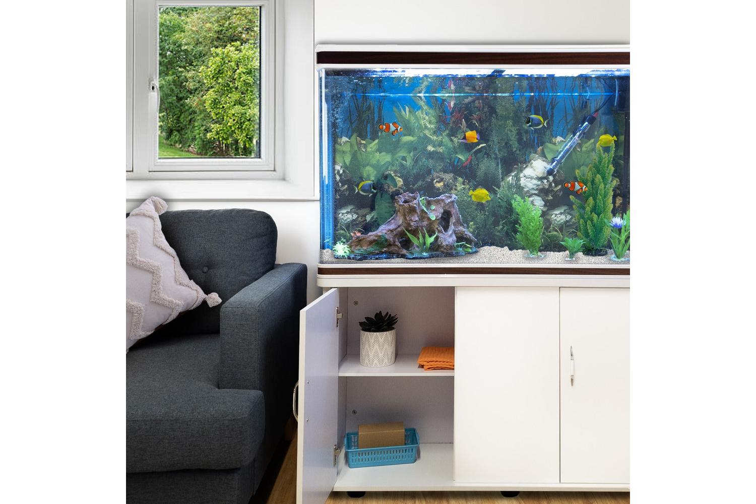 Monstershop Aquarium Fish Tank & Cabinet with Complete Starter Kit | White-5