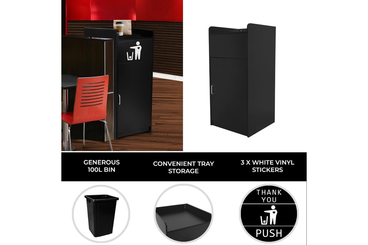 Monstershop Wooden Litter Bin & Tray Stand | Black-2
