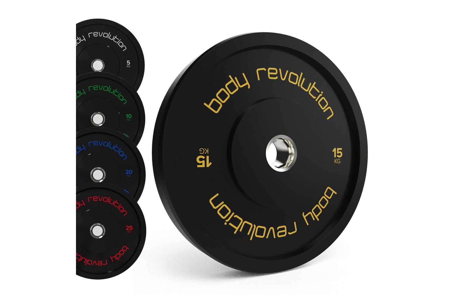 Body Revolution Olympic Bumper Plates Black 30kg Set 2x5kg 2x10kg-8