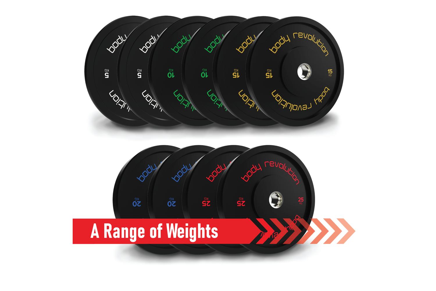 Body Revolution Olympic Bumper Plates Black 80kg Set 2x5kg 2x15kg 2x20kg-3
