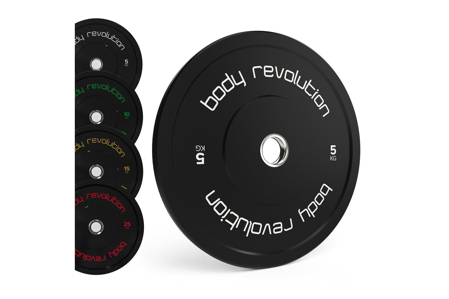 Body Revolution Olympic Bumper Plates Black 80kg Set 2x5kg 2x15kg 2x20kg-6