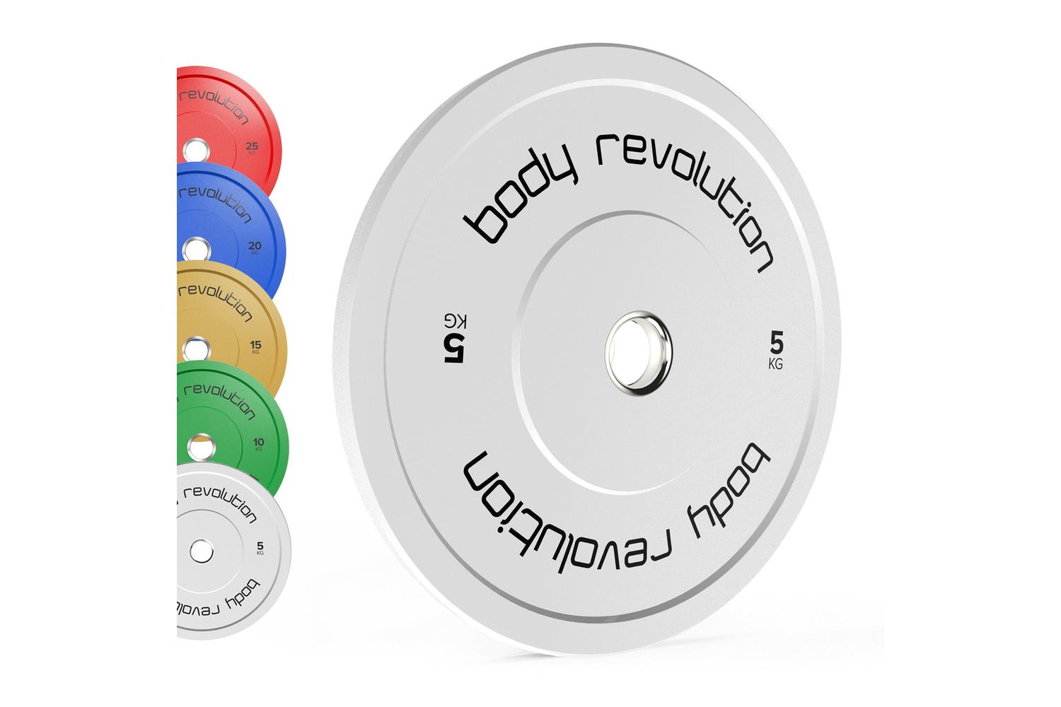 Body Revolution Olympic Bumper Plates Colour 60kg Set 2x5kg 2x10kg 2x15kg-2