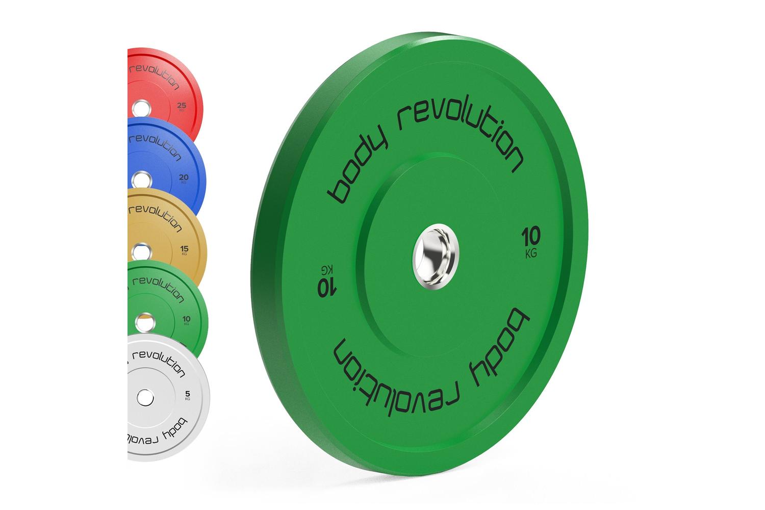 Body Revolution Olympic Bumper Plates Colour 60kg Set 2x5kg 2x10kg 2x15kg-3