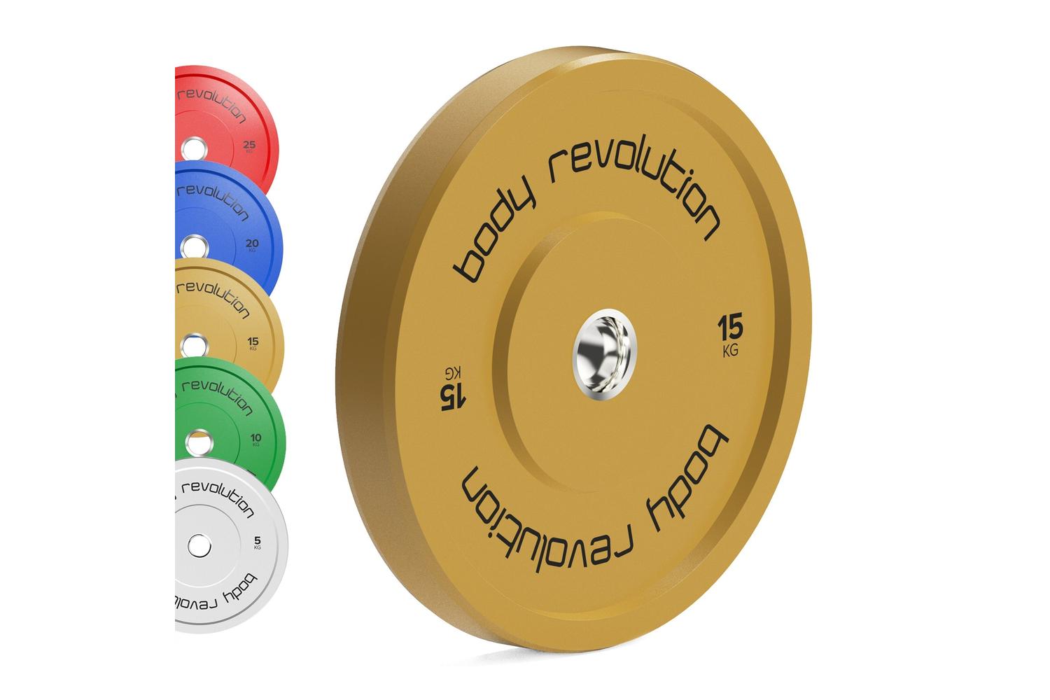 Body Revolution Olympic Bumper Plates Colour 60kg Set 2x5kg 2x10kg 2x15kg-4