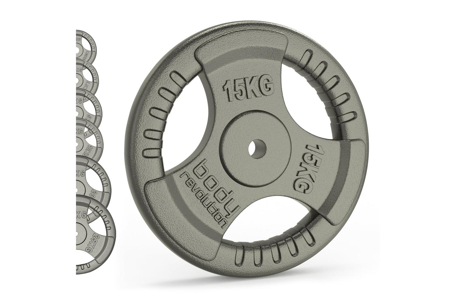 Cast Iron Weight Plates 1" Standard Tri Grip Pairs 2 X 20kg-7