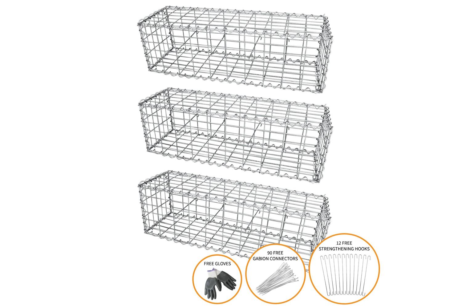 Monstershop 24961 - Gabion Baskets 100 X 30 X 30cm / 3 Pack-2