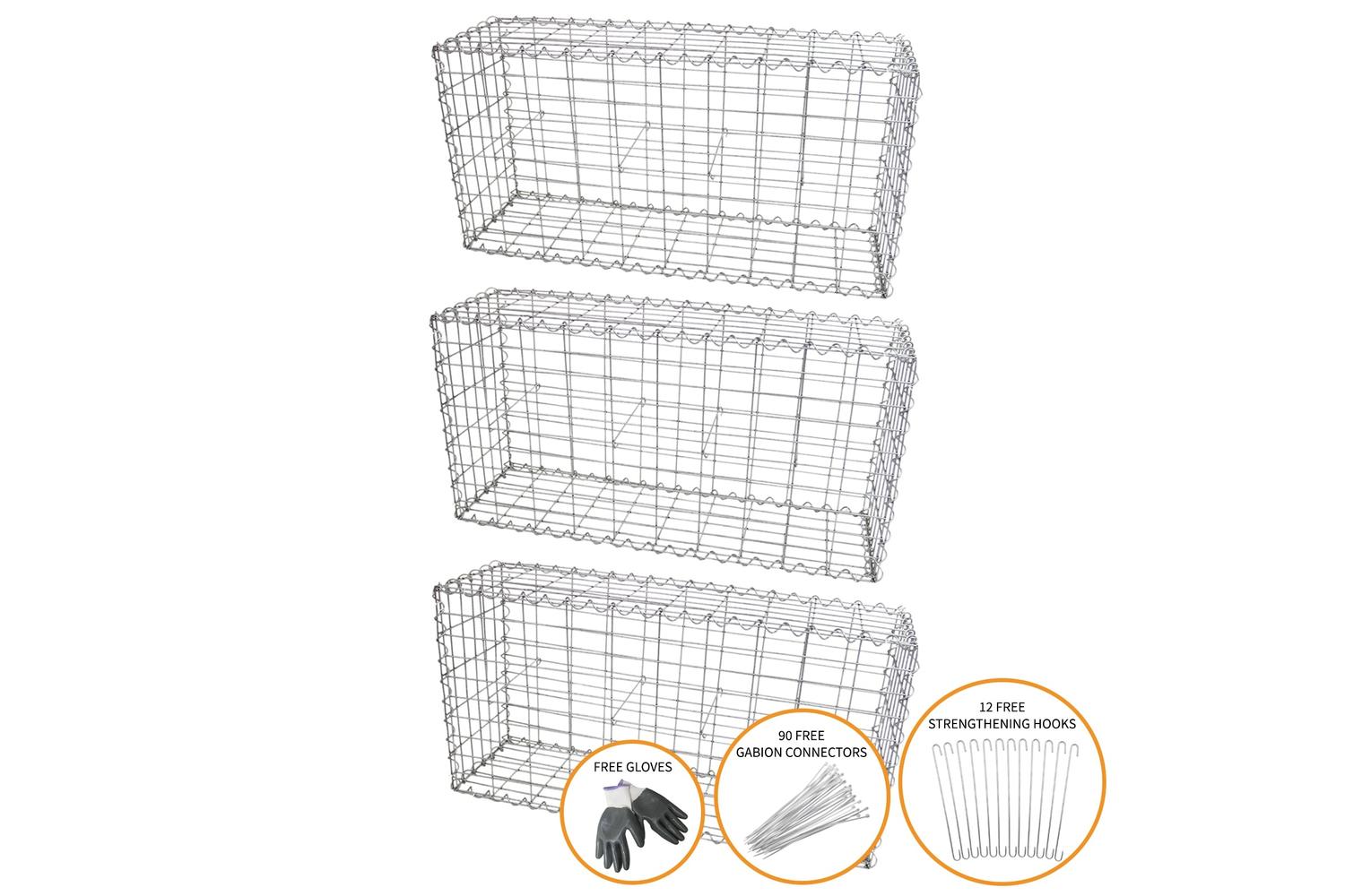 Monstershop 24962 - Gabion Baskets 100 X 50 X 30cm / 3 Pack-3