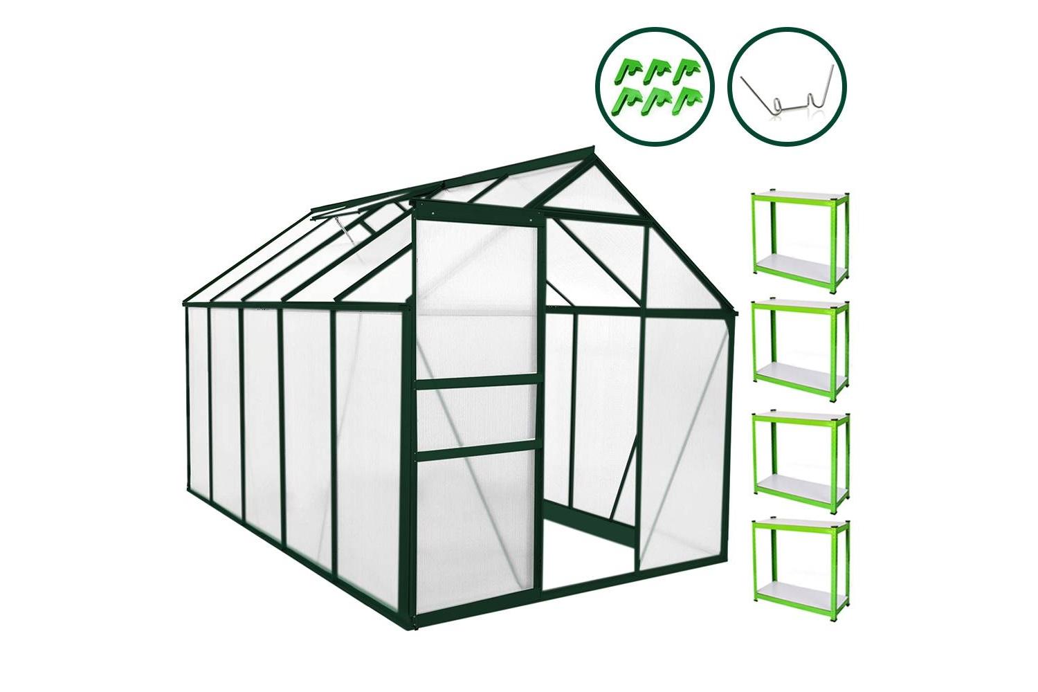 Monstershop 26639 - Greenhouse 6ft X 10ft (green) & Racking-2