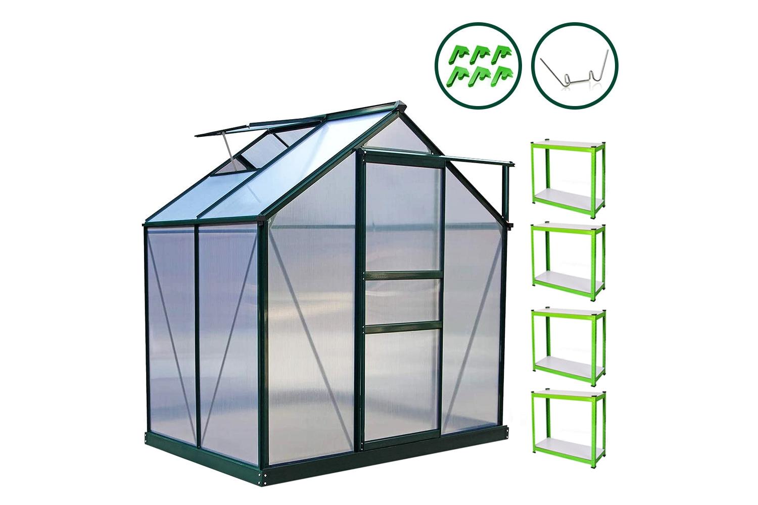 Monstershop 26625 - Greenhouse 6ft X 4ft (green) With Base &-3