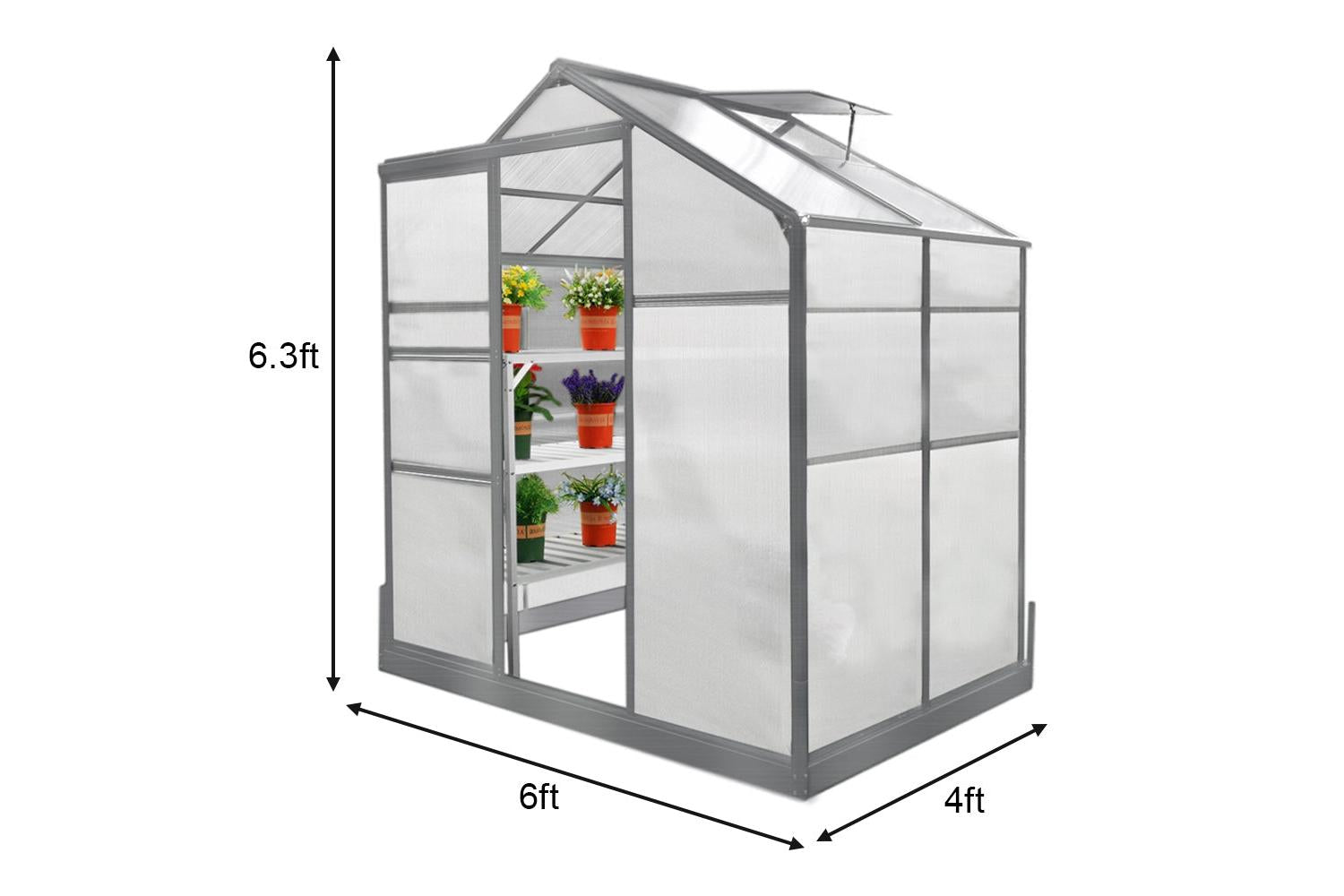 Monstershop 25913 - Greenhouse 6ft X 4ft With Base-4