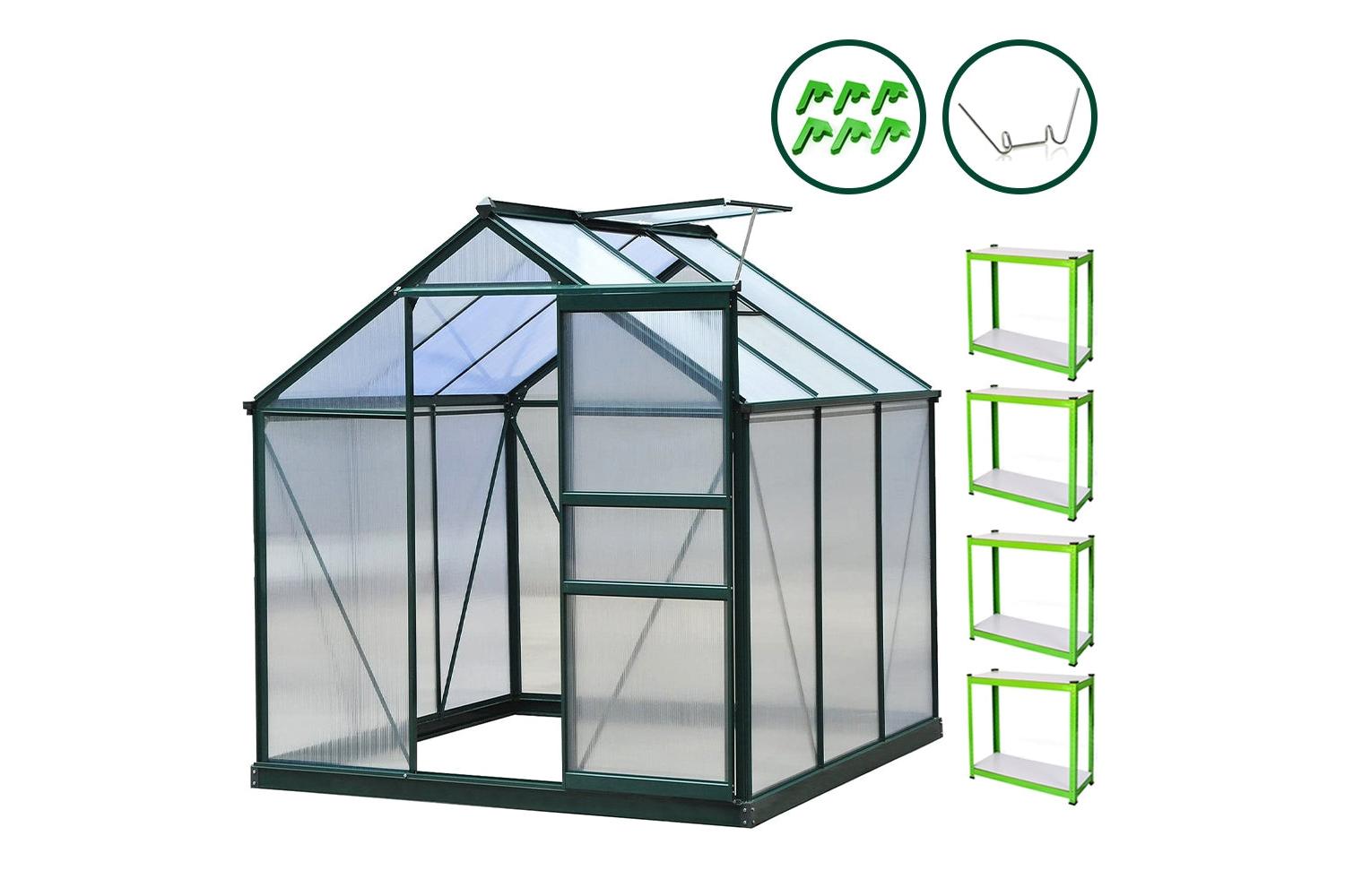 Monstershop 26627 - Greenhouse 6ft X 6ft (green) With Base &-3