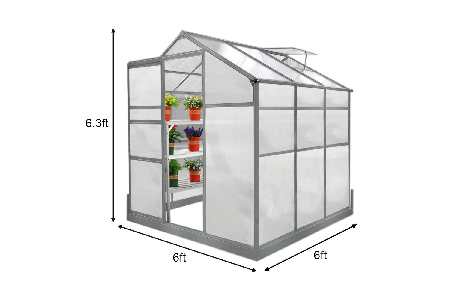 Monstershop 25917 - Greenhouse 6ft X 6ft With Base-5