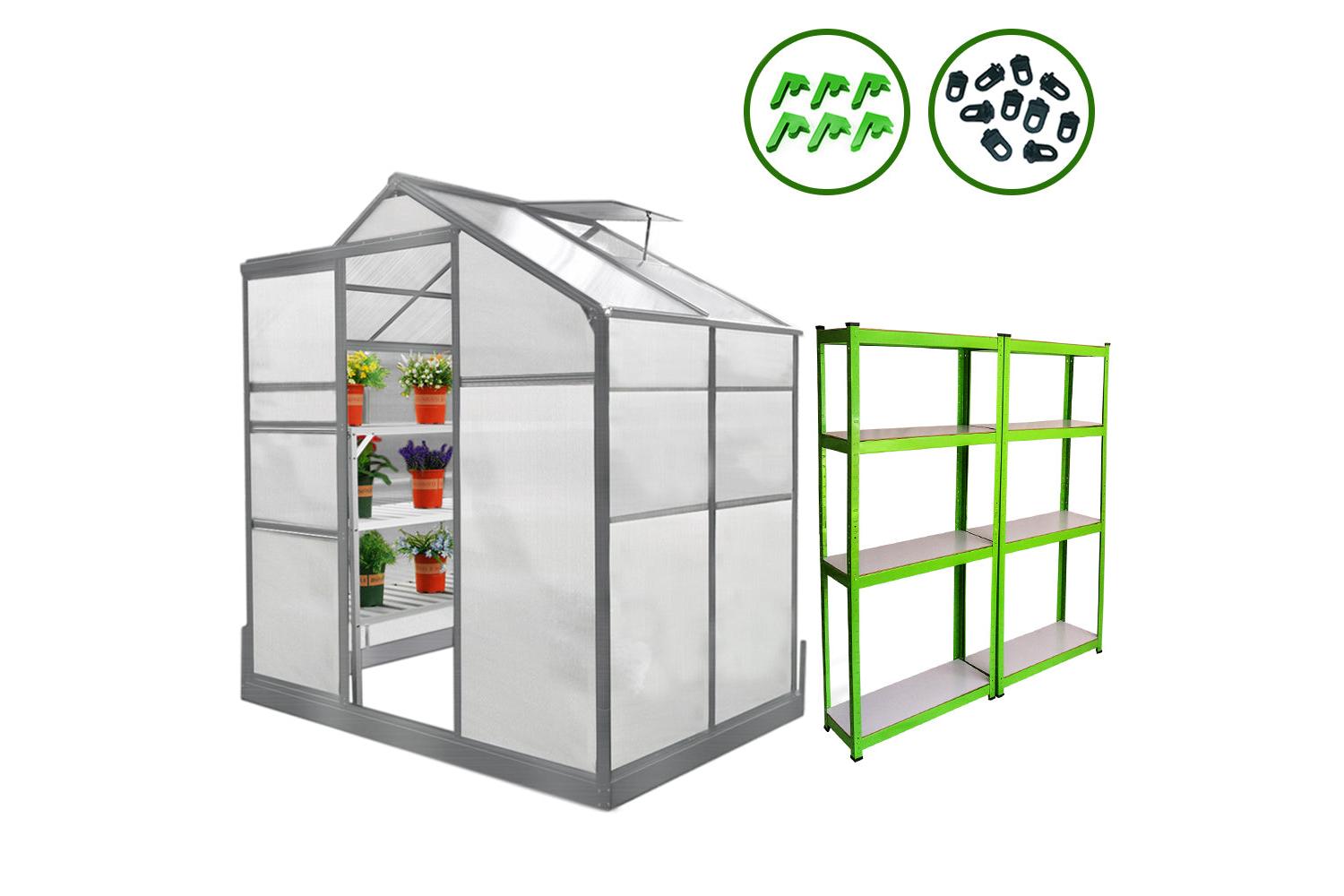 Monstershop 26629 - Greenhouse 6ft X 8ft (green) With Base &-2