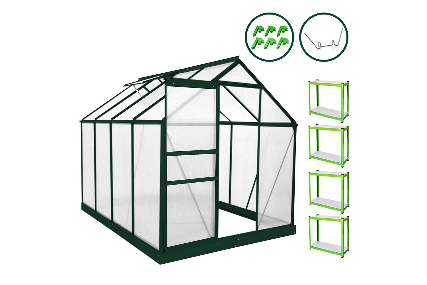 Monstershop 26629 - Greenhouse 6ft X 8ft (green) With Base &-3
