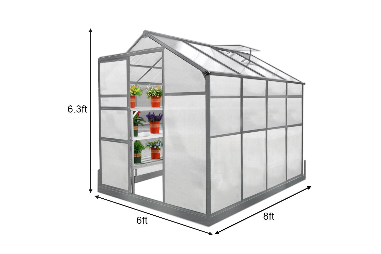 Monstershop 25921 - Greenhouse 6ft X 8ft With Base-4