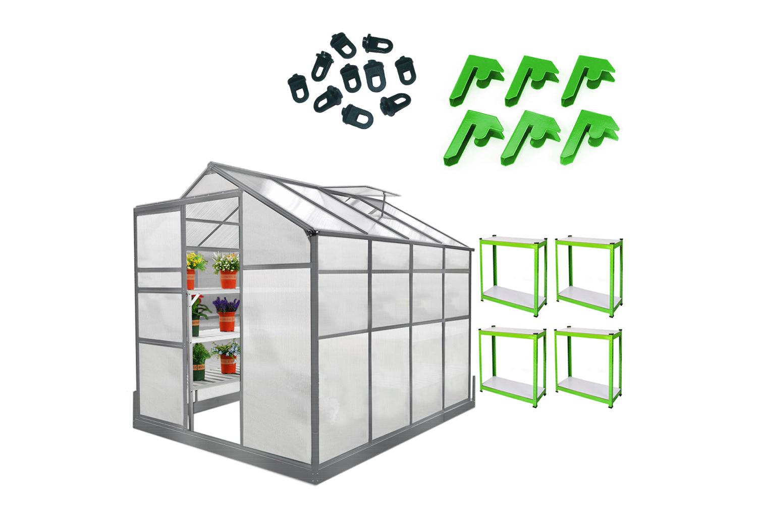 Monstershop 26218 - Greenhouse 6ft X 8ft With Base And Racki