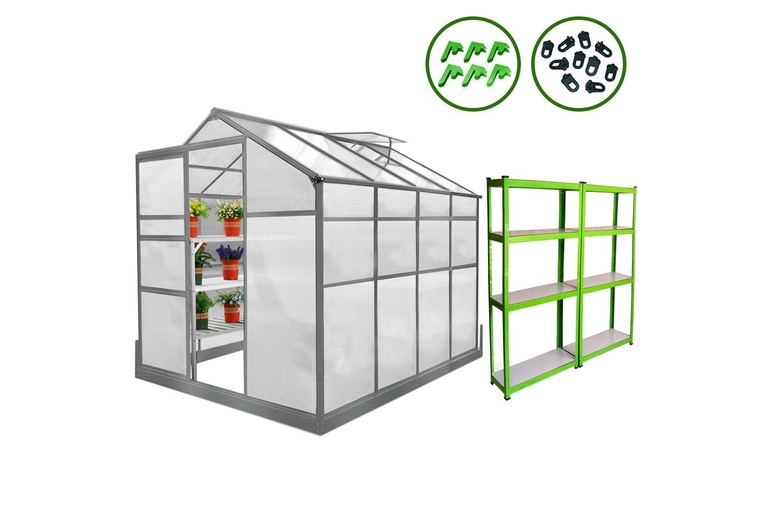 Monstershop 26218 - Greenhouse 6ft X 8ft With Base And Racki-3