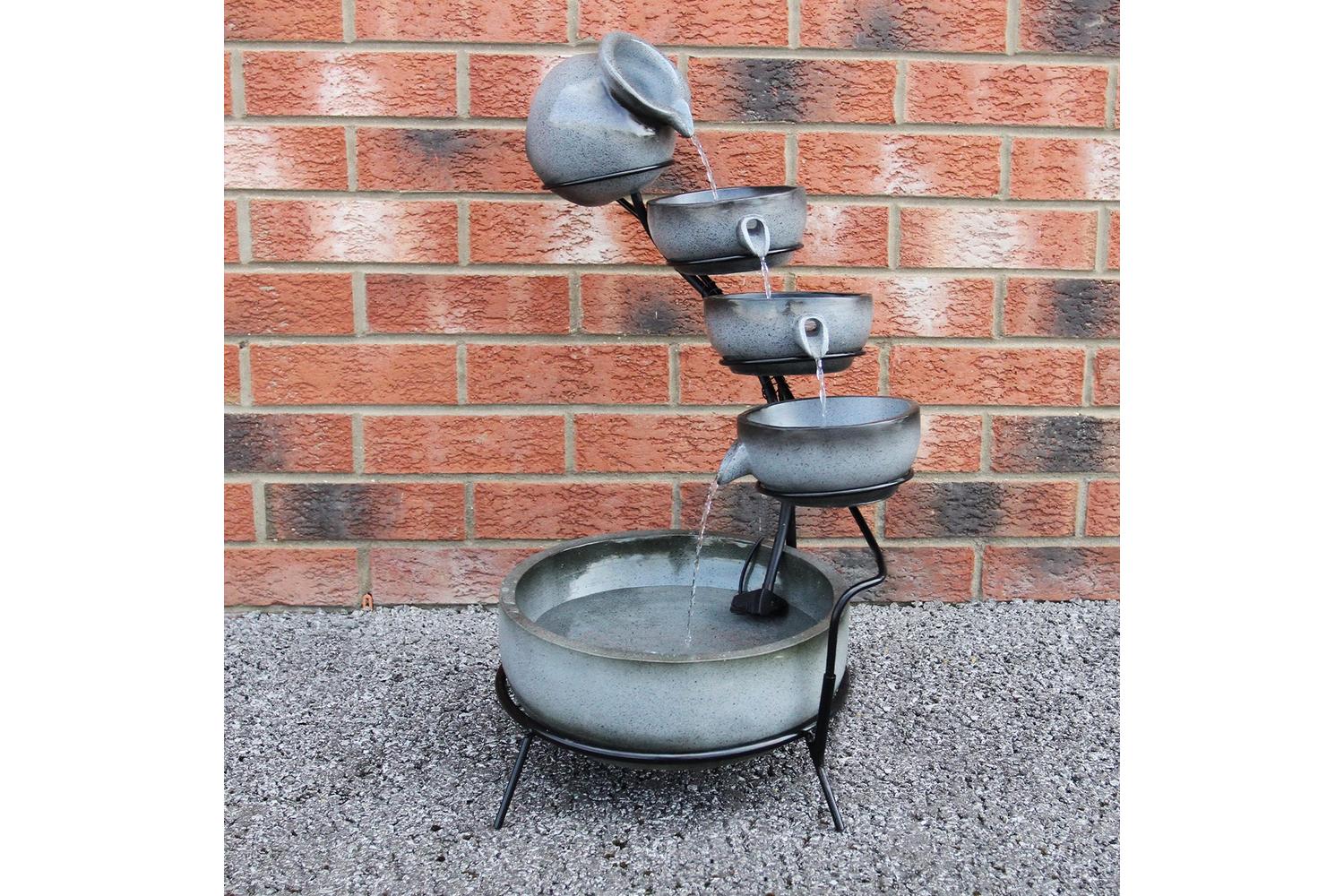 Monstershop 27605 - Grey 4 Tier Spilling Bowls Water Feature-6