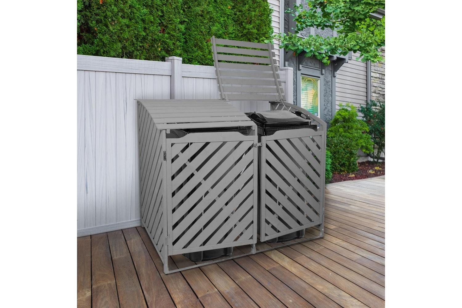 Monstershop 25730 - Grey Wash Double Wheelie Bin Storage-2