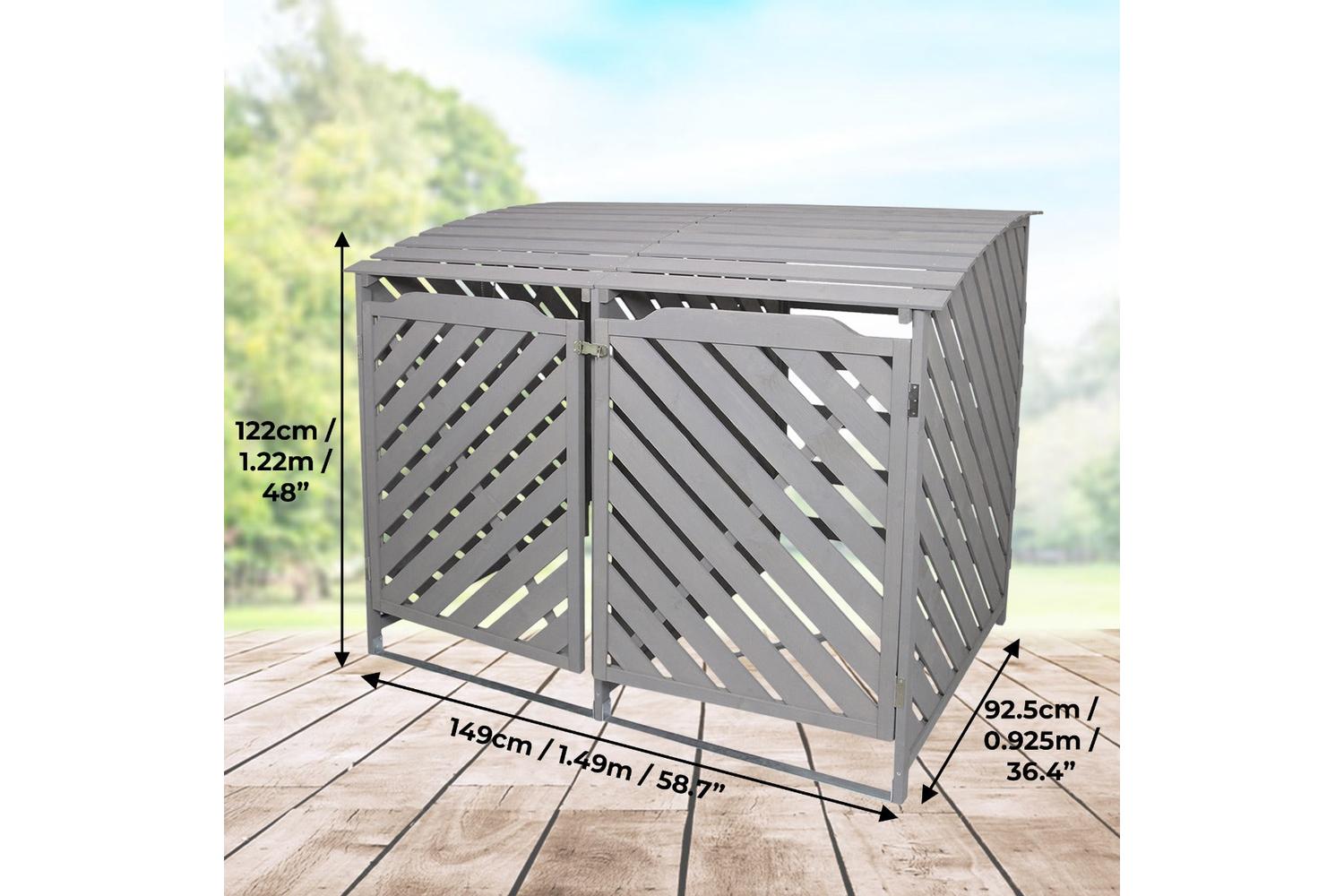 Monstershop 25730 - Grey Wash Double Wheelie Bin Storage-3