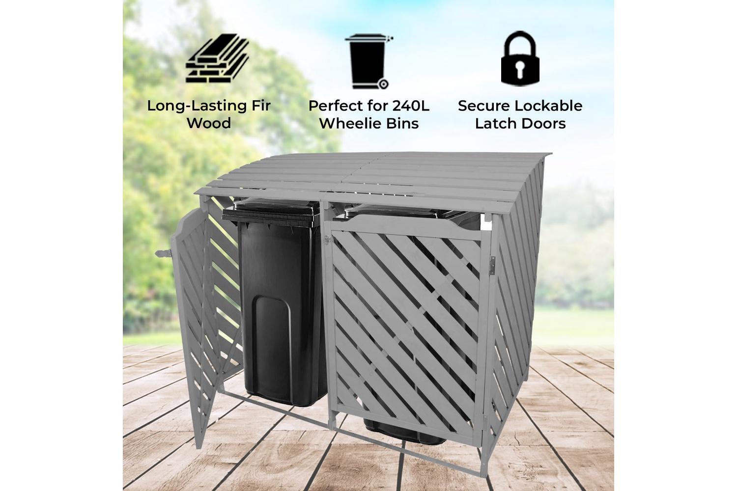 Monstershop 25730 - Grey Wash Double Wheelie Bin Storage-4