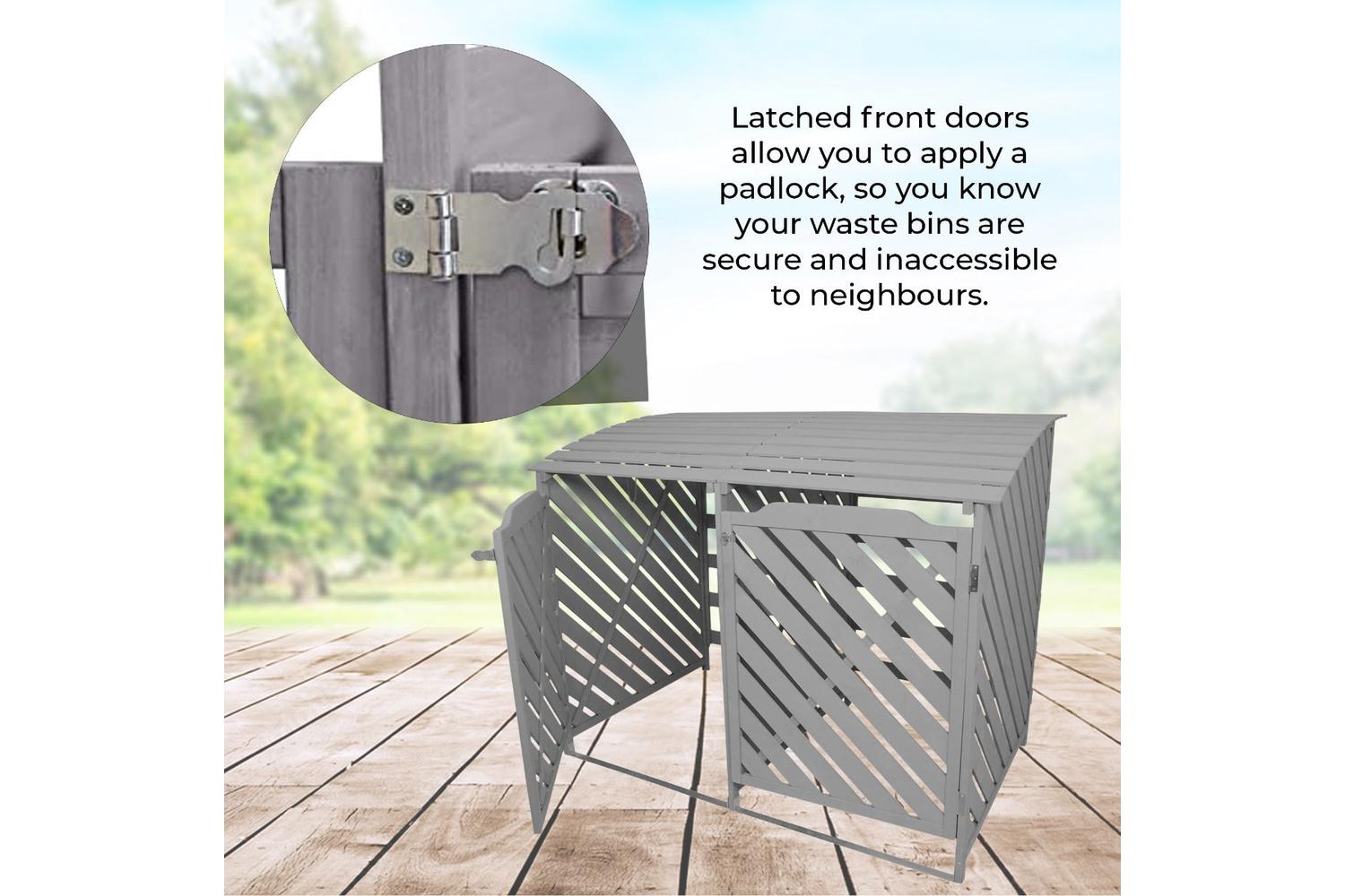 Monstershop 25730 - Grey Wash Double Wheelie Bin Storage-6