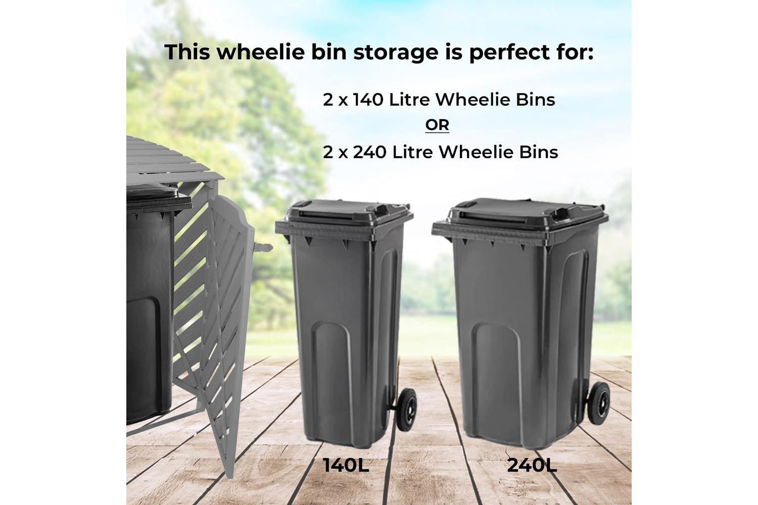 Monstershop 25730 - Grey Wash Double Wheelie Bin Storage-7