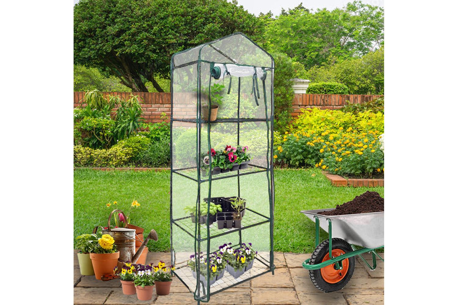 Monstershop 27057 - Mini Greenhouse 4 Tier With Plastic Cove-2
