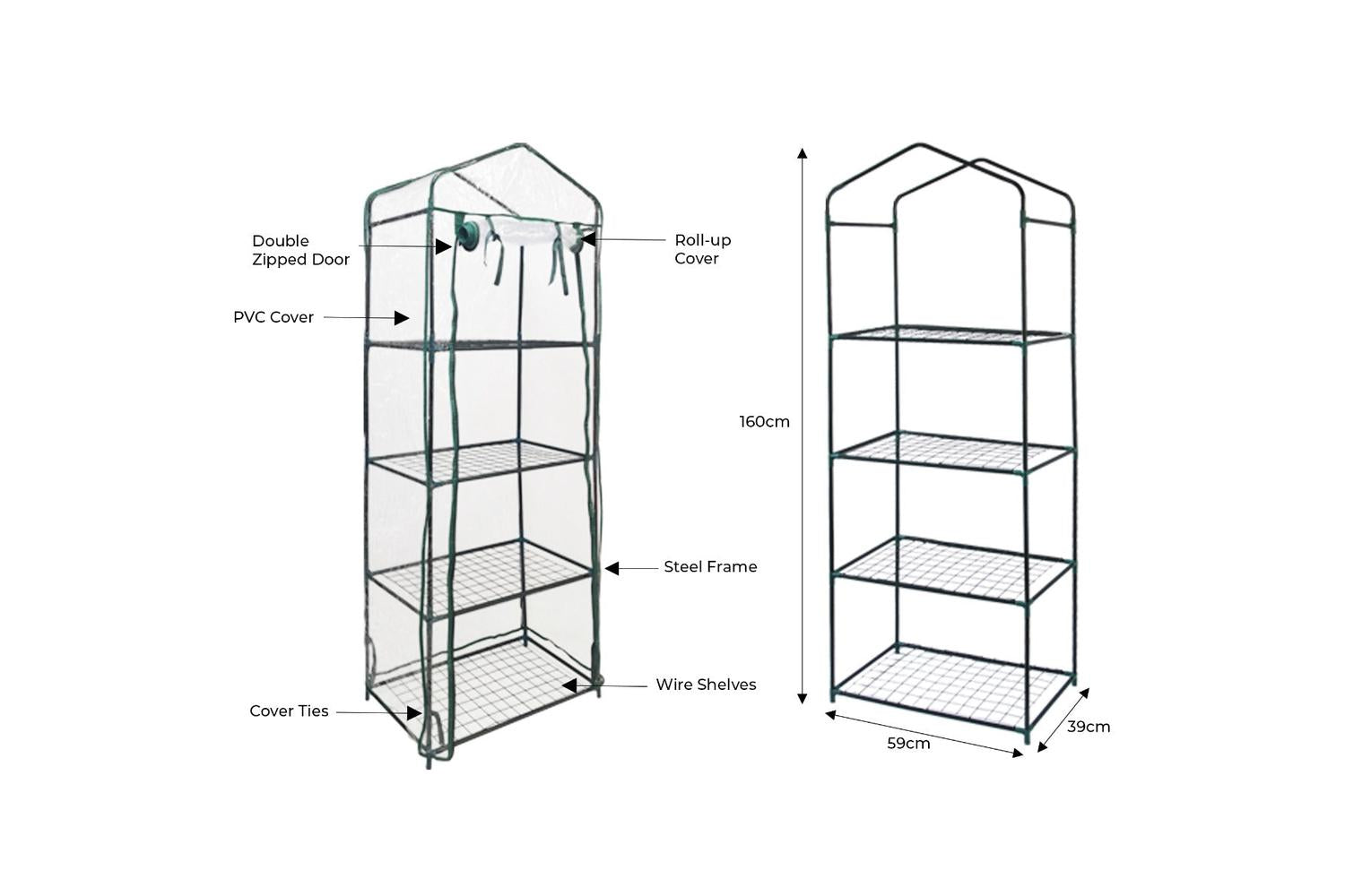 Monstershop 27057 - Mini Greenhouse 4 Tier With Plastic Cove-6
