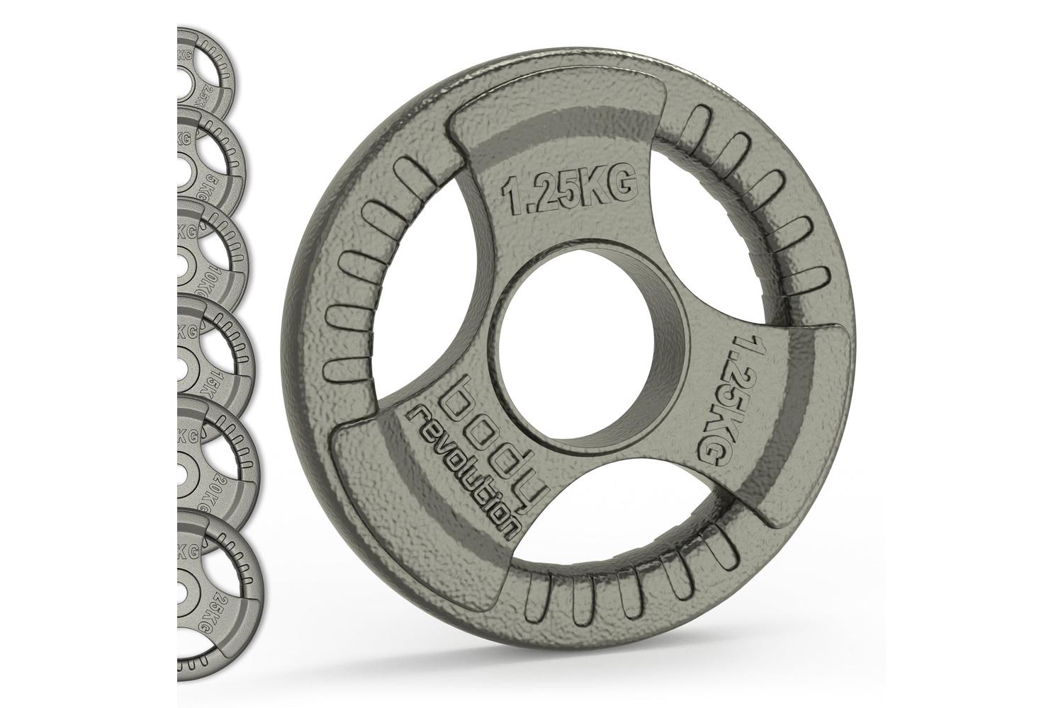 Olympic Tri Grip Cast Iron Weight Plates Pairs Sets 2 X 1.25kg-2