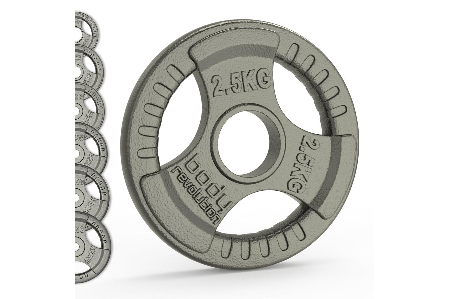 Olympic Tri Grip Cast Iron Weight Plates Pairs Sets 2 X 2.5kg-3