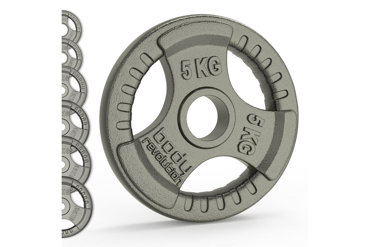 Olympic Tri Grip Cast Iron Weight Plates Pairs Sets 2 X 25kg-4