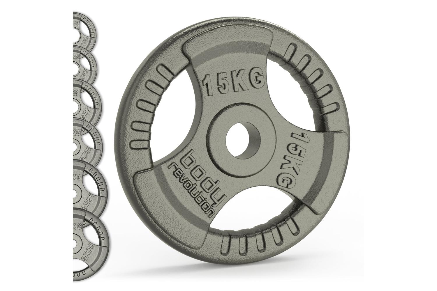 Olympic Tri Grip Cast Iron Weight Plates Pairs Sets 2 X 25kg-6