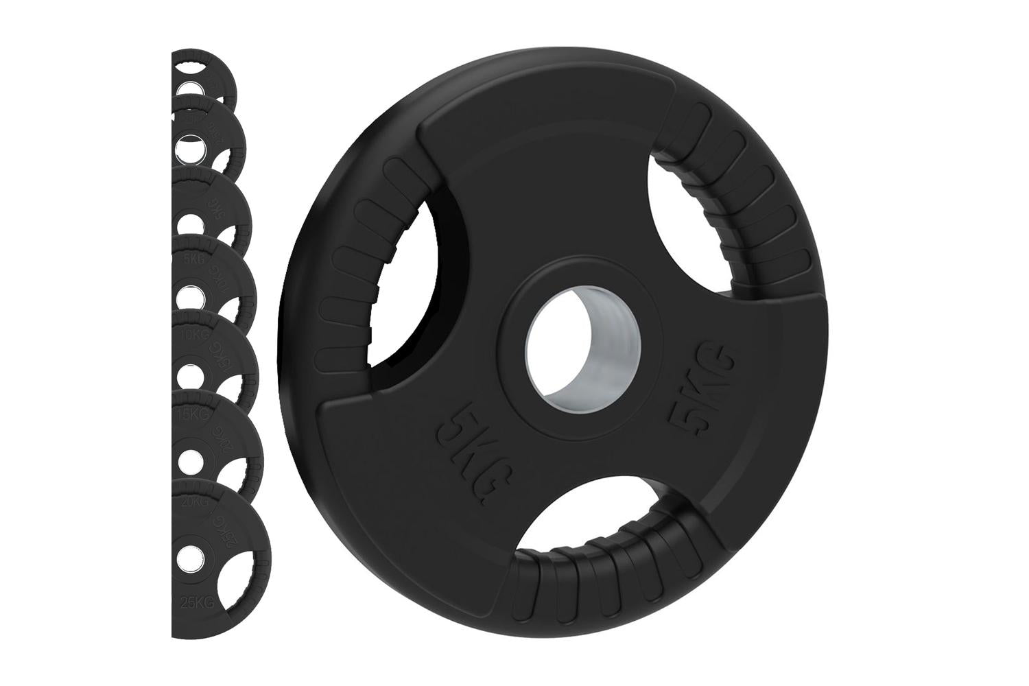 Olympic Tri-grip Rubber Weight Plates Black Pairs Sets 15 Kg Pair