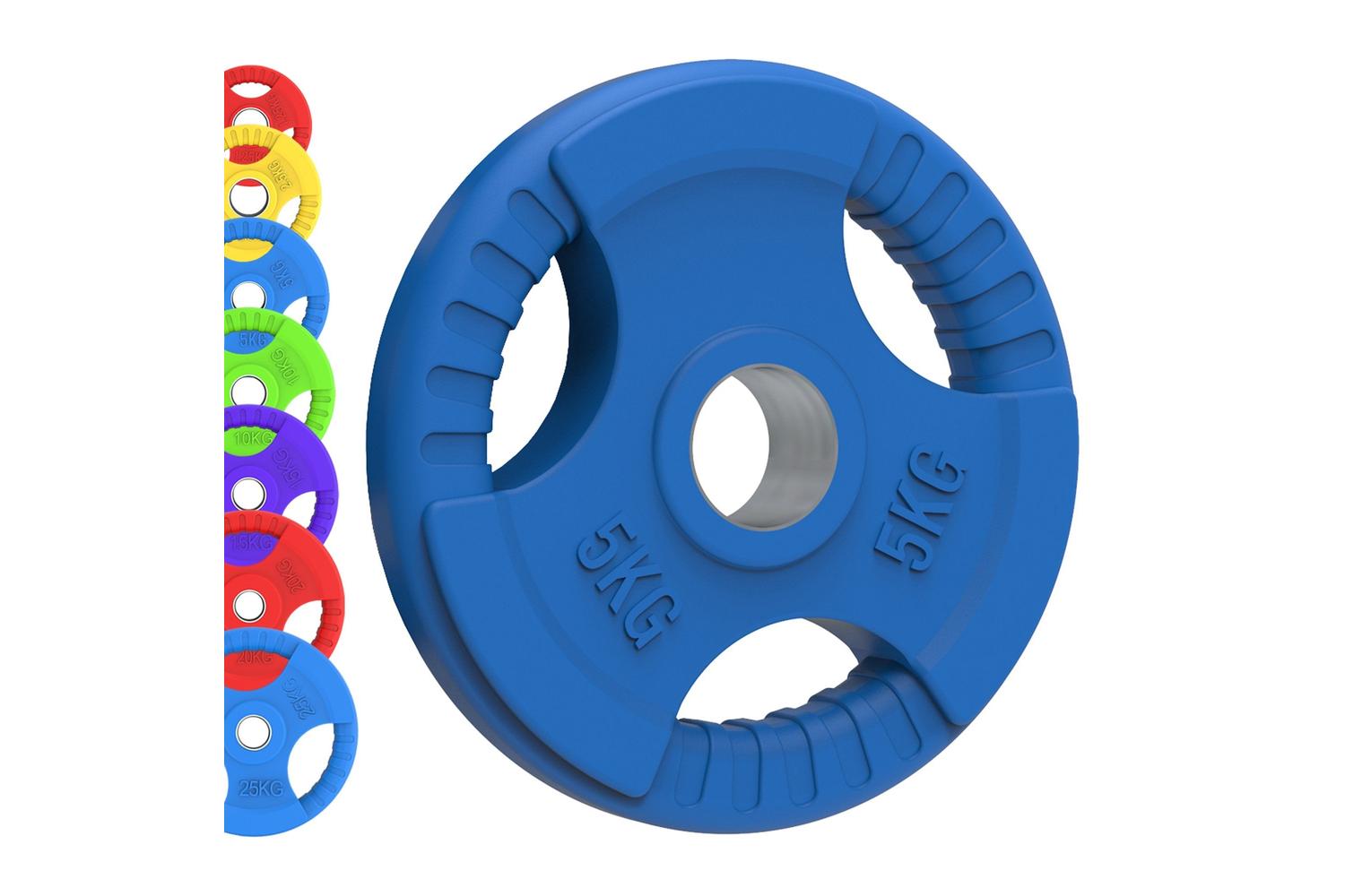Olympic Tri-grip Rubber Weight Plates Colour Pairs Sets 10 Kg Pair