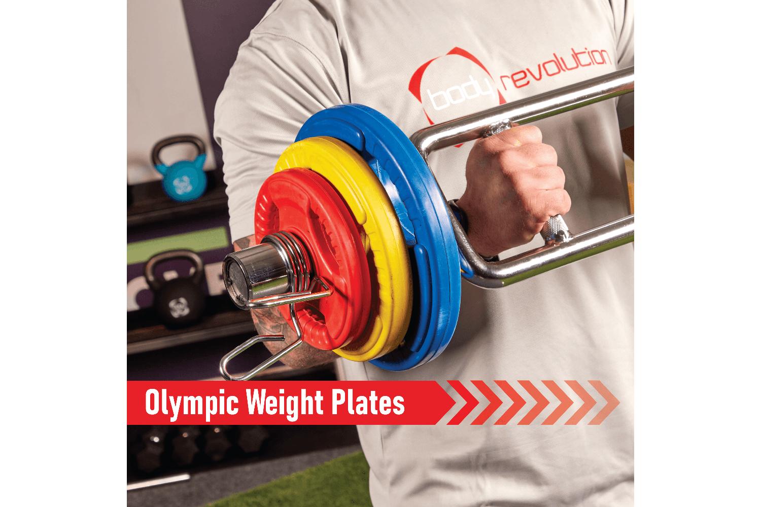 Olympic Tri-grip Rubber Weight Plates Colour Pairs Sets 15kg Set-4