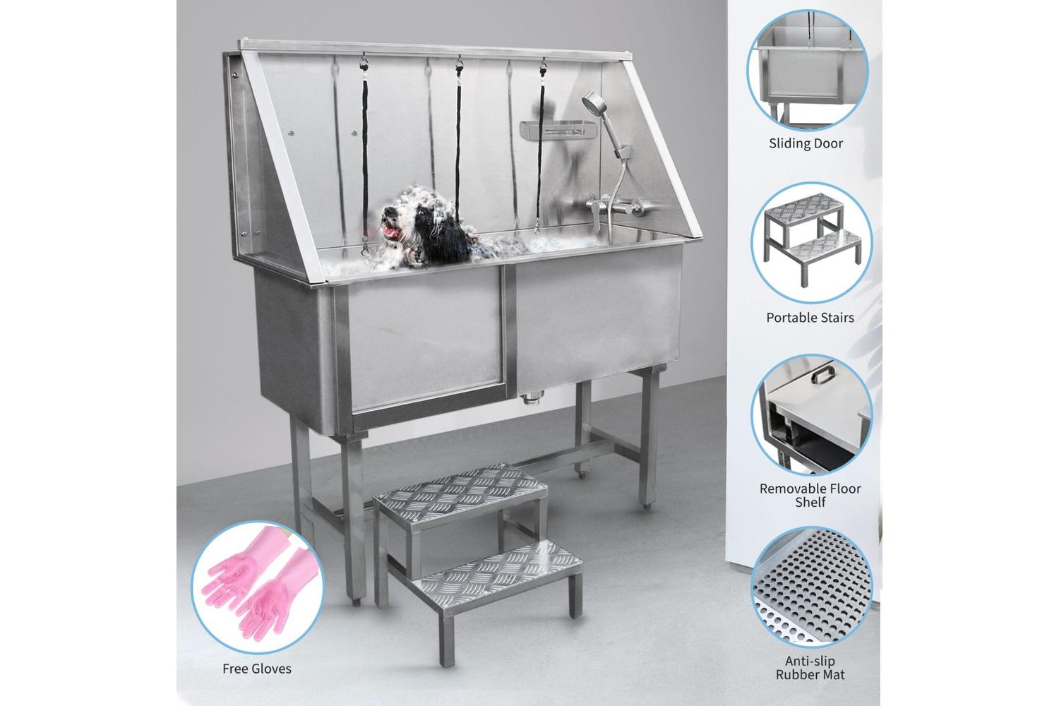 Monstershop 26255 - Pet Dog Bath Steel Tub Washing Station 4-2
