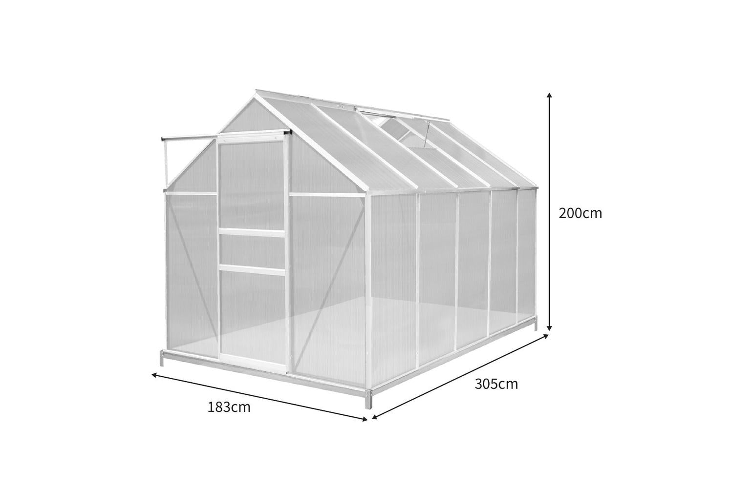 Monstershop 213473 - Polycarbonate Greenhouse 6ft X 10ft Wit-5
